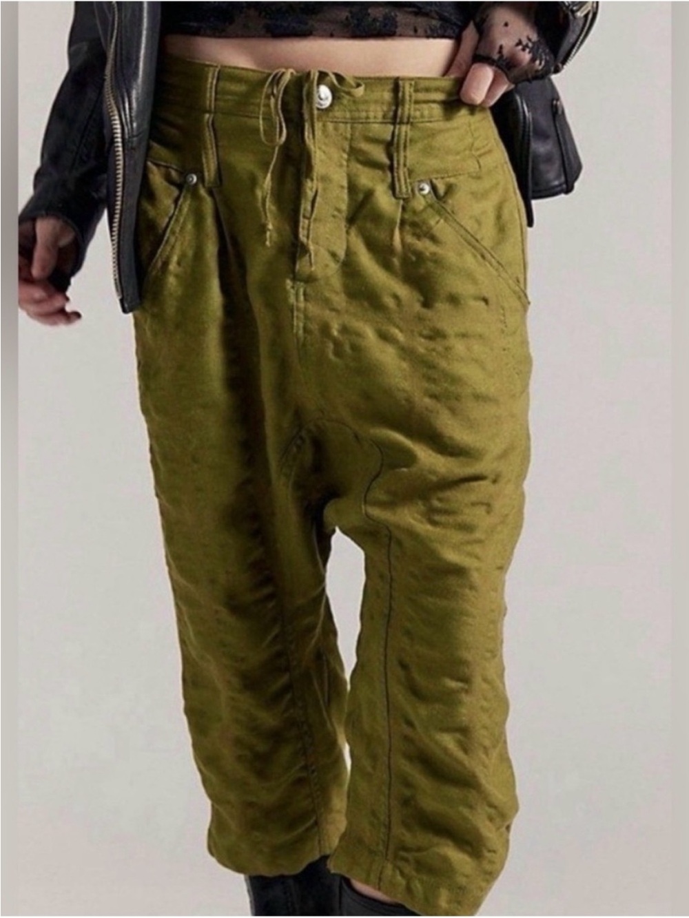 We The Free Maven Cozy Crop Harem Pants in Green Moss Size 2